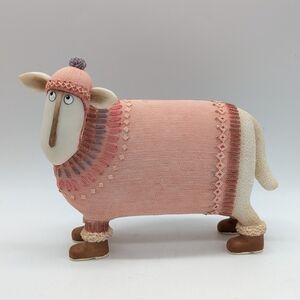 Vintage Enesco Betsy Pink Sweater Sheep Piggy Bank Resin Figure